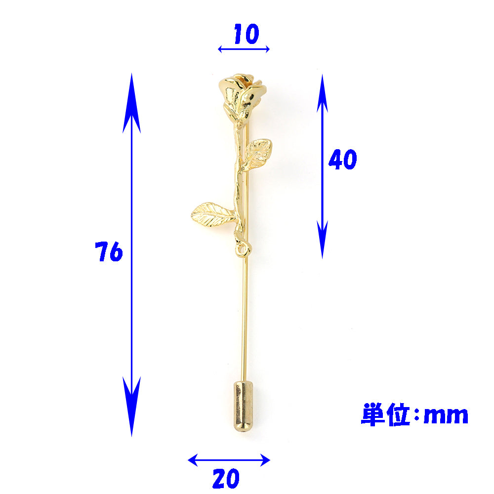 バラの花-ロングブローチ-ゴールド-おしゃれ-男女-カフリングス-エレガント-シンプル-人気-プレゼント-ギフト-入園式-入学式-成人式-カフス専門店