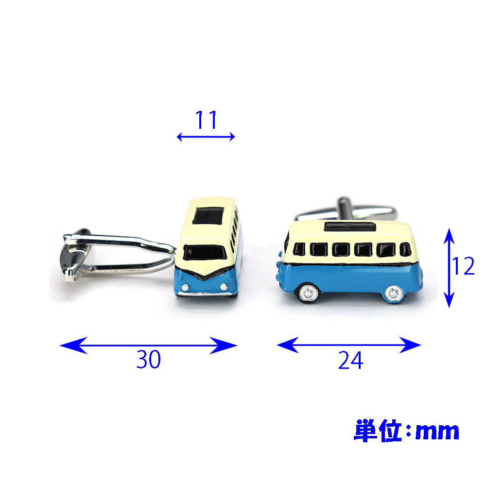 バス-車-カフスボタン-ブルー-おしゃれ-男女-カフリングス-個性-プレゼント-可愛い-大人気-車-結婚式-カフス専門店