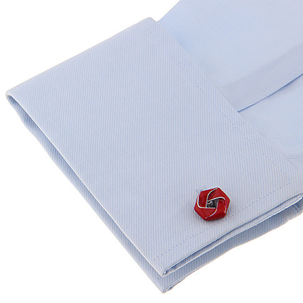 元気が出る 赤色 カフスボタン 五角形 男女 営業マン おしゃれ 上品 かわいい 結婚式 カジュアル シンプル スーツ 人気 プレゼント ギフト カフス専門店