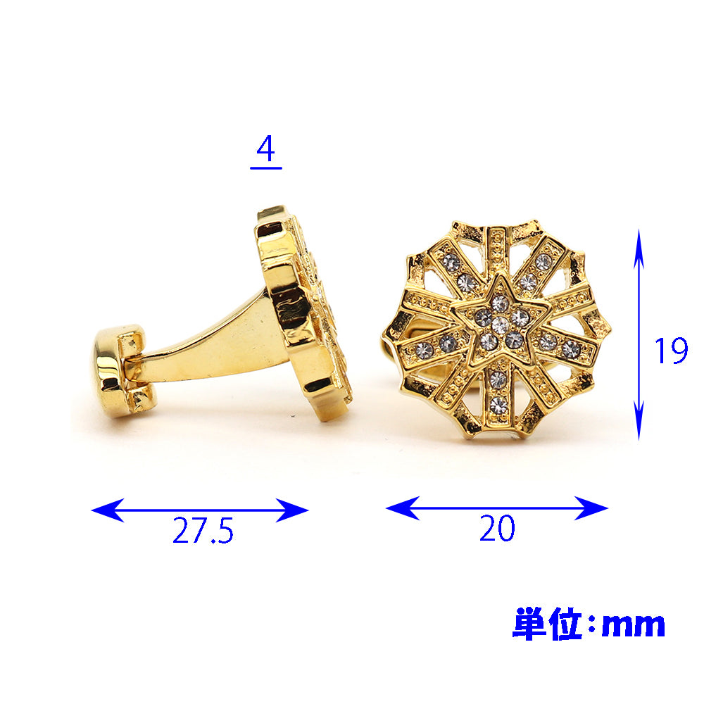 ゴールド カフスボタン 星 ゴージャス 男女 カフリングス プレゼント ギフト 人気 おしゃれ エレガント かわいい 結婚式 カフス専門店