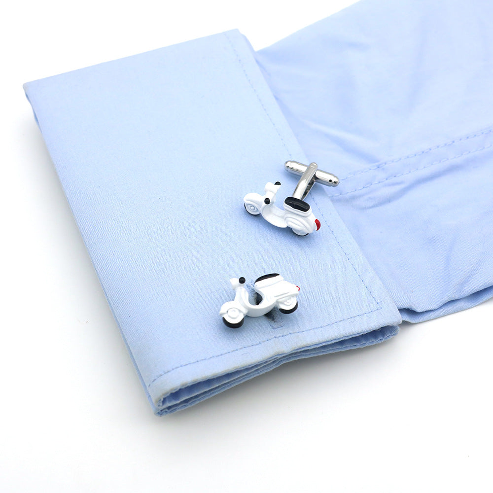 かわいい スクーター 【 ホワイト 】 カフスボタン 男女 営業マン おしゃれ かわいい 結婚式 カジュアル ユニーク スーツ 人気 プレゼント ギフト 入園式 入学式 成人式 カフス専門店