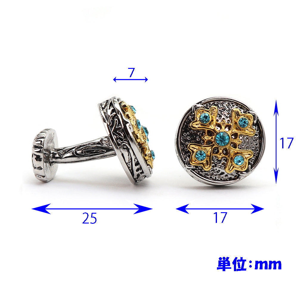 ブルーがアクセント ラウンド カフスボタン レトロ 男女 営業マン 個性 スーツ 人気 エレガント おしゃれ かわいい プレゼント ギフト カフス専門店