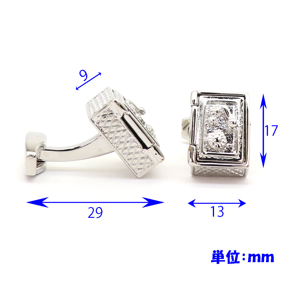 金庫 カフスボタン (中にお宝入ってます!) シルバー 男女 おしゃれ ユニーク プレゼント ギフト 大人気 個性 成人式 卒業式 結婚式 カフス専門店 開閉可能