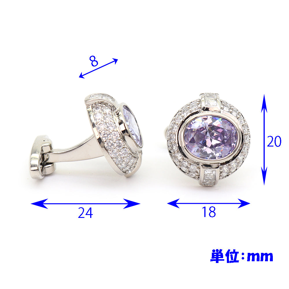 豪華 きらびやか 半円 カフス 【パープル】 男女 カフリングス 営業マン おしゃれ かわいい 結婚式 ジュエル スーツ 人気 プレゼント ギフト 入園式 入学式 成人式