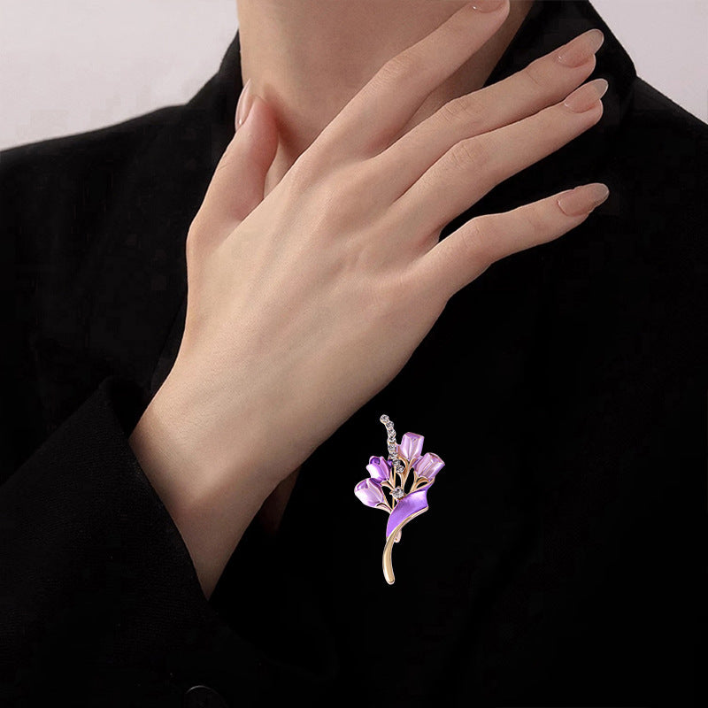 ブーケ ブローチ パープル 花 ファッション コサージュ ピン エレガント 可愛い おしゃれ アクセサリー プレゼント 贈り物 メンズ レディース 子供 ジュエリー カフス専門店