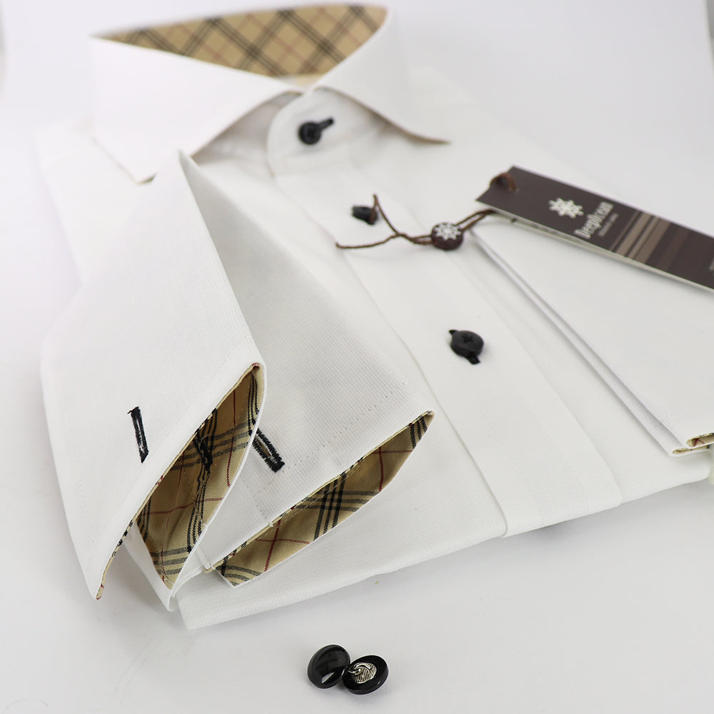 高級白無地カフス専用Yシャツ・カフス付き・(44 185/112Y) 【ダブルカフ ホワイト 男 営業マン おしゃれ 結婚式スーツ 人気 入園式 入学式 成人式 卒業式 】