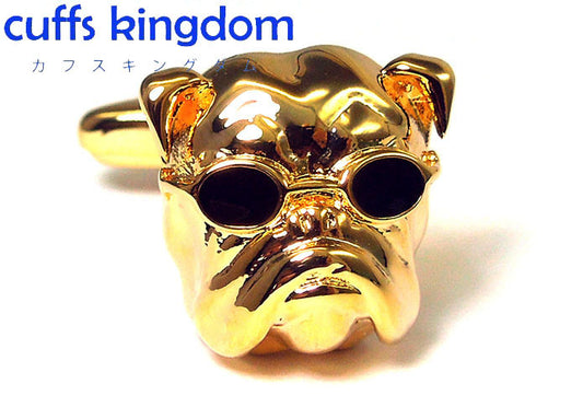 マフィア-ブルドック-ゴールド-金色-カフスボタン-ゴールド-動物-犬-男-カフリングス-プレゼント-おしゃれ-ユニーク-人気-結婚式-カフス専門店