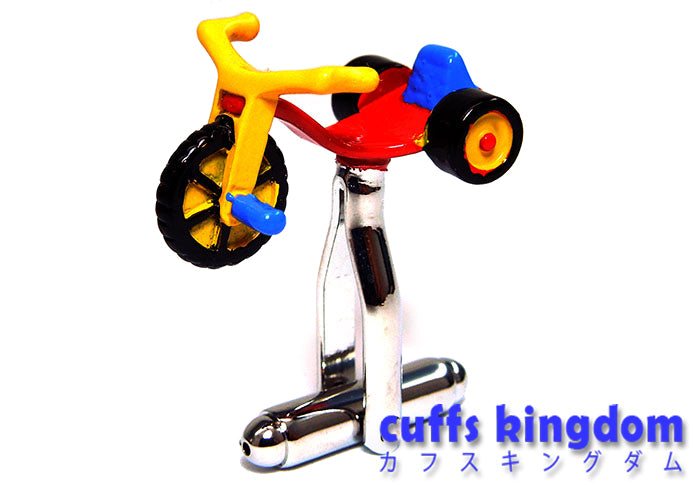 色付き-三輪車-黄-赤-色-カフスボタン-カラフル-おもしろ系-男女-乗り物-ユニーク-カフリングス-プレゼント-おしゃれ-かわいい-大人気-結婚式-カフス専門店