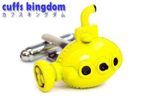 色付き-潜水艦-黄-色-カフスボタン-イエロー-おもしろ系-男女-乗り物-ユニーク-カフリングス-プレゼント-おしゃれ-かわいい-大人気-結婚式-カフス専門店