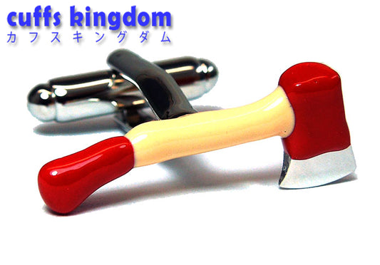 色付き-手斧-薪割り-ハンマー-ベージュ-赤-色-カフスボタン-レッド-おもしろ系-男女-趣味-ユニーク-カフリングス-プレゼント-おしゃれ-斧-人気-結婚式-カフス専門店