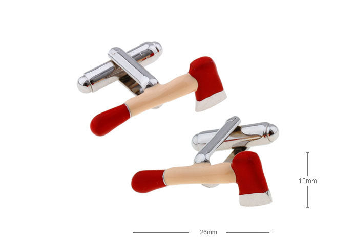 色付き-手斧-薪割り-ハンマー-ベージュ-赤-色-カフスボタン-レッド-おもしろ系-男女-趣味-ユニーク-カフリングス-プレゼント-おしゃれ-斧-人気-結婚式-カフス専門店