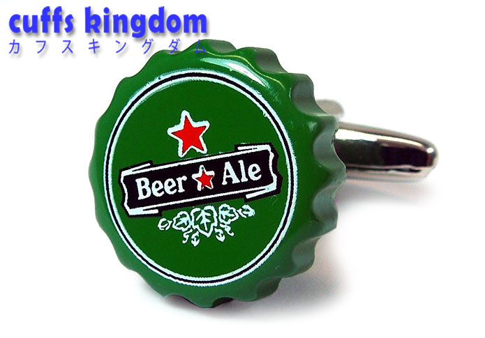 海外-ビール-の-様-な-王冠-緑色-カフスボタン-グリーン-おもしろ系-男女-ユニーク-カフリングス-個性-プレゼント-人気-カフス専門店