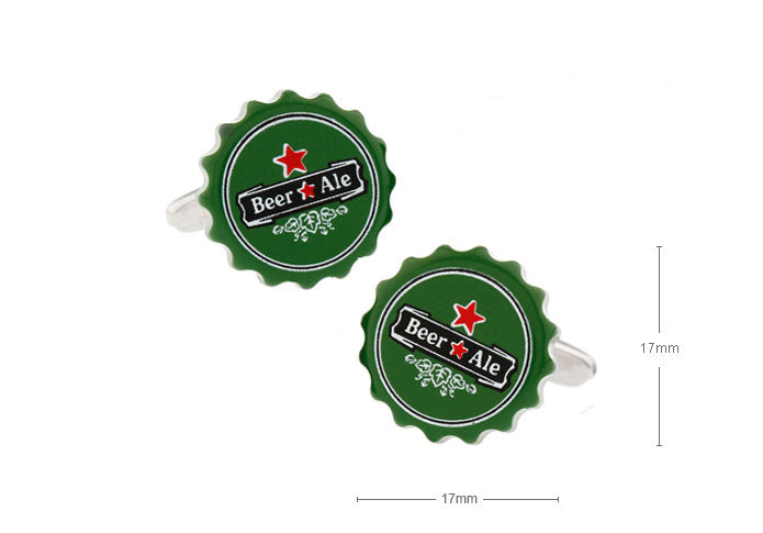 海外-ビール-の-様-な-王冠-緑色-カフスボタン-グリーン-おもしろ系-男女-ユニーク-カフリングス-個性-プレゼント-人気-カフス専門店