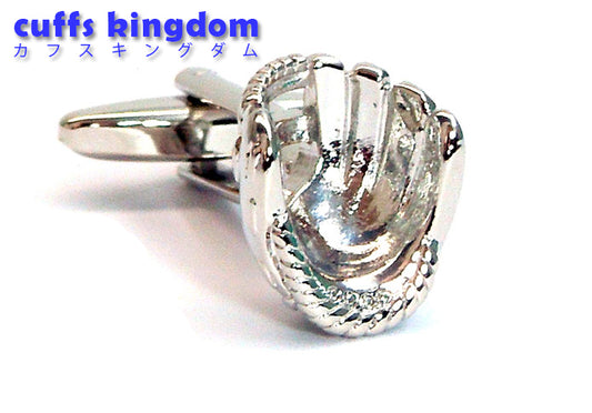 立体-グローブ-銀色-カフスボタン-シルバー-おもしろ系-男女-カフリングス-スポーツ-イベント-プレゼント-おしゃれ-結婚式-カフス専門店