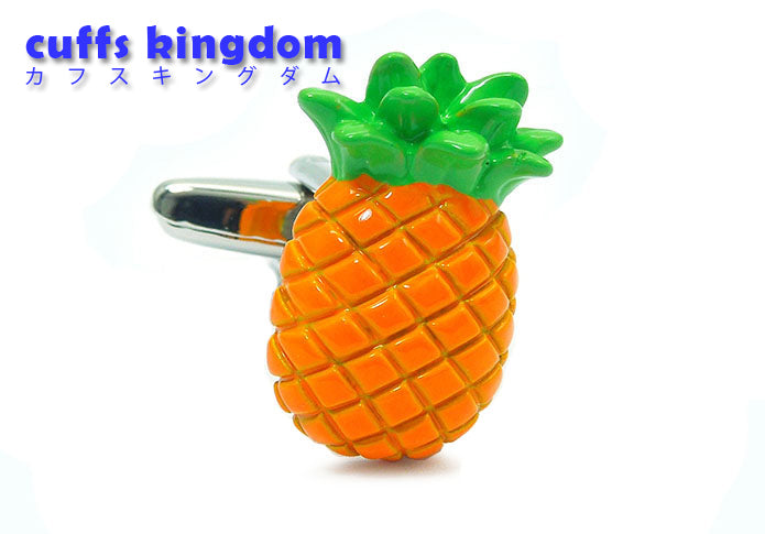 パイナップルフルーツ-緑オレンジ色-カフスボタン-果物-おしゃれ-男女-カフリングス-個性-プレゼント-面白-可愛い-人気-結婚式-カフス専門店