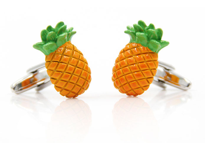 パイナップルフルーツ-緑オレンジ色-カフスボタン-果物-おしゃれ-男女-カフリングス-個性-プレゼント-面白-可愛い-人気-結婚式-カフス専門店