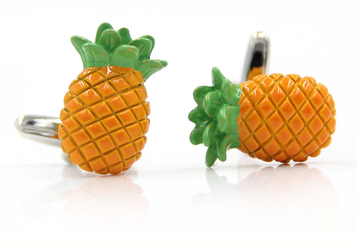 パイナップルフルーツ-緑オレンジ色-カフスボタン-果物-おしゃれ-男女-カフリングス-個性-プレゼント-面白-可愛い-人気-結婚式-カフス専門店