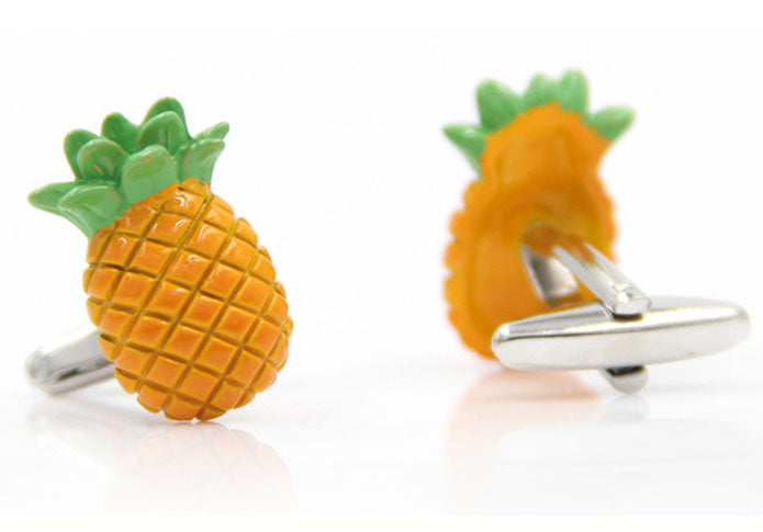 パイナップルフルーツ-緑オレンジ色-カフスボタン-果物-おしゃれ-男女-カフリングス-個性-プレゼント-面白-可愛い-人気-結婚式-カフス専門店