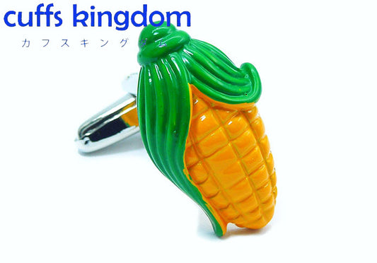 夏野菜-トウモロコシ-緑-黄-色-カフスボタン-イエロー-食べ物-おしゃれ-男女-カフリングス-個性-プレゼント-野菜-可愛い-人気-結婚式-カフス専門店
