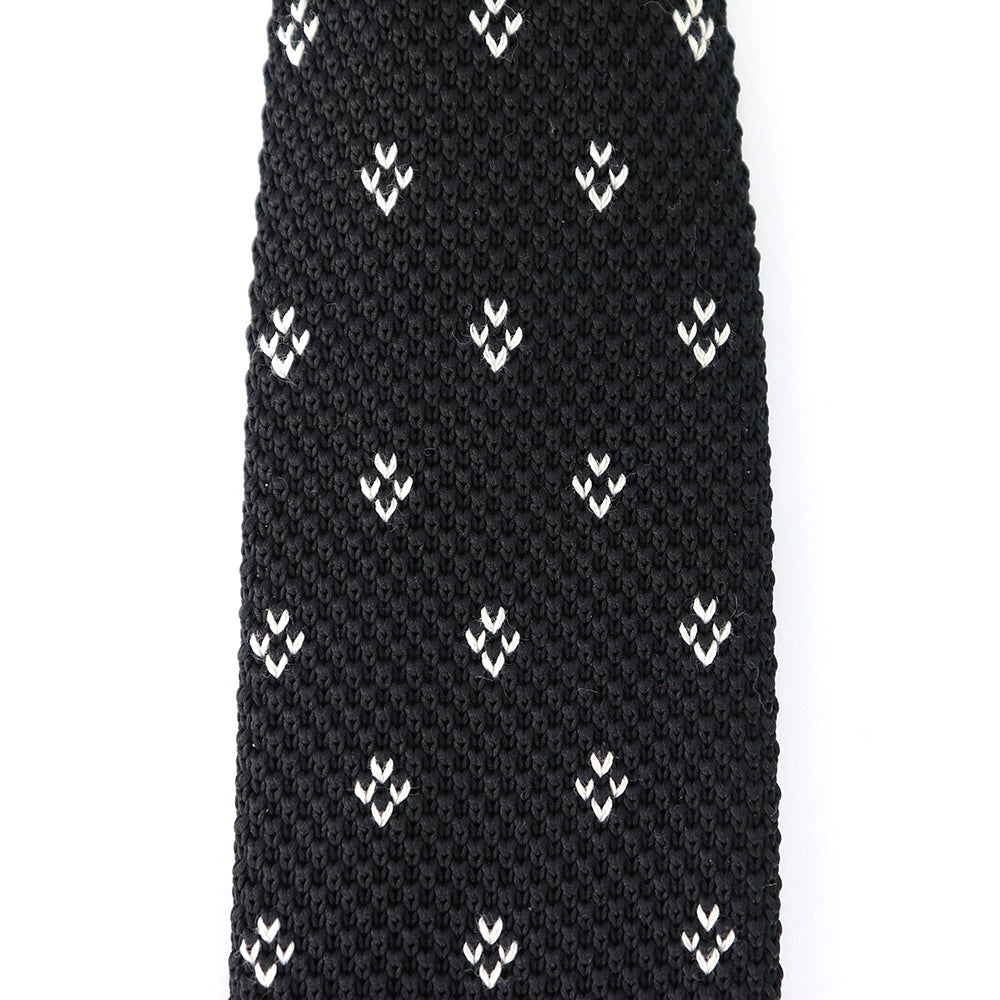 紺地-白-ドット-刺-入り-ニット-タイ-模様編み-タイプ-スタイリッシュ系-シンプル-クール-男女-祝-おしゃれ-かわいい-結婚式-カジュアル-スーツ-人気-プレゼント-ギフト-入園式-入学式-成人式