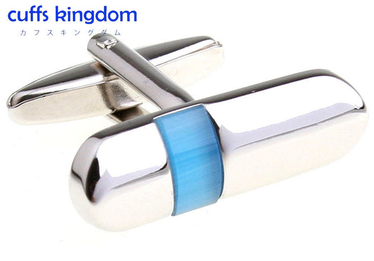 水色-ストーン-カフスボタン-カプセル型-青系-ブルー-男女-カフリングス-営業マン-おしゃれ-かわいい-結婚式-カジュアル-シンプル-ユニーク-スーツ-人気-プレゼント-ギフト-入園式-入学式-成人式