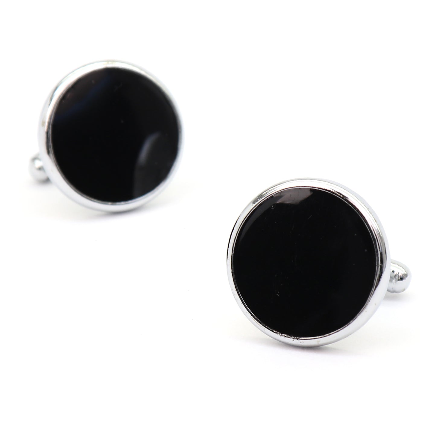 【 即日発送 】 ■ 丸型【 色 ：シルバー＆黒】カフスボタン ■ [ 1000円ぽっきり マラソン買い回り 対象 黒系 男女 営業マン おしゃれシンプル スーツ シャツ 人気 プレゼント 正装 ウエディング 入園式 入学式 ]