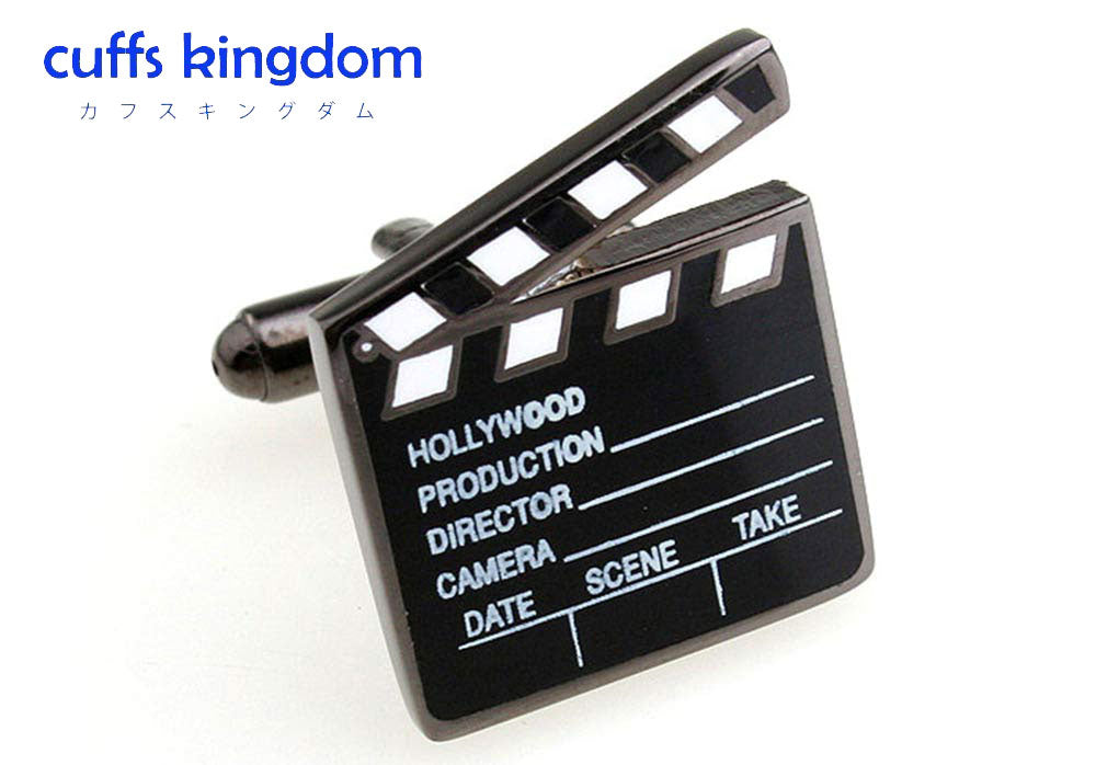 映画-撮影-カチンコ-カフスボタン-黒-系-ブラック-男女-カフリングス-営業マン-おしゃれ-かわいい-結婚式-カジュアル-ユニーク-スーツ-人気-プレゼント-ギフト-入園式-入学式-成人式