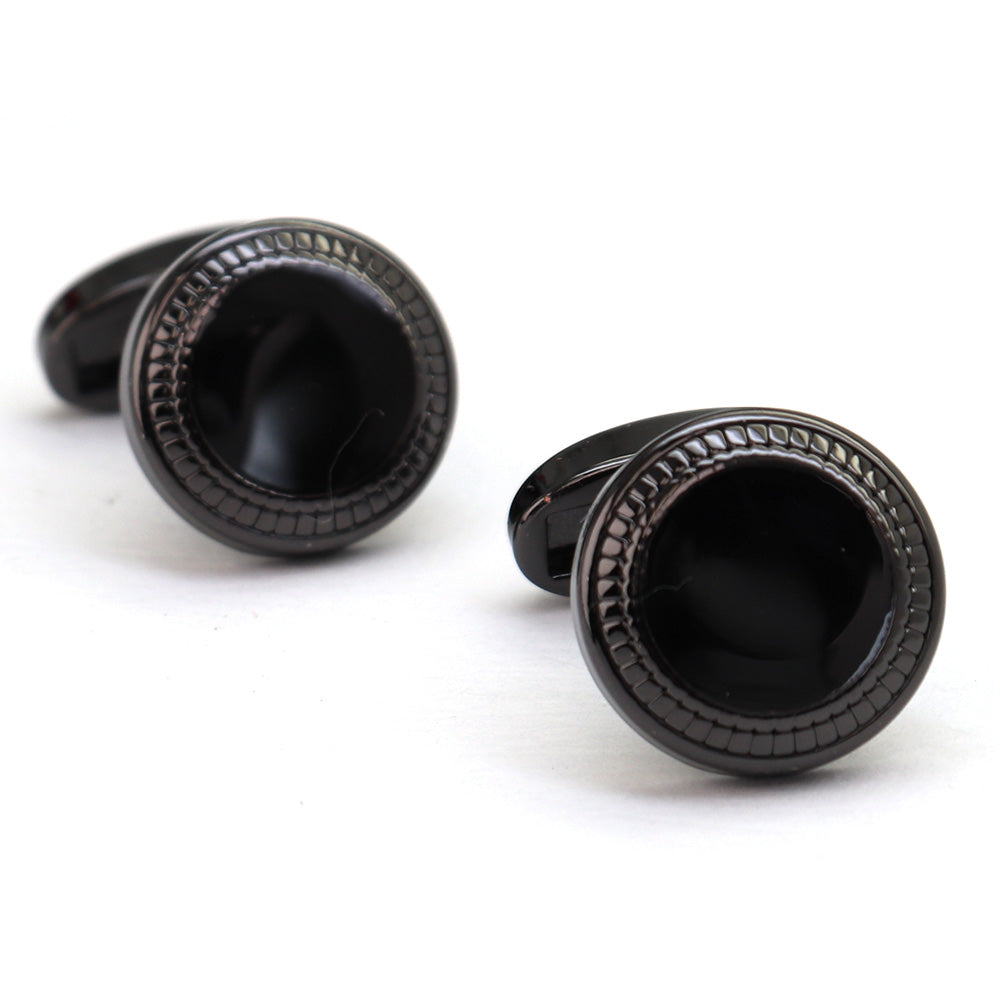 【 即日発送 】 ■ 丸型【 色 ：黒】カフスボタン ■ [ 1000円ぽっきり マラソン買い回り 対象 黒系 男女 営業マン おしゃれシンプル スーツ シャツ 人気 プレゼント 正装 ウエディング 入園式 入学式 ]
