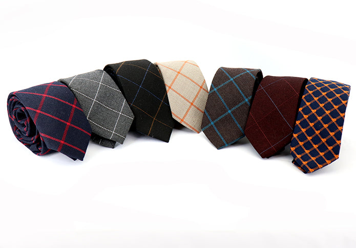 ビジネス-ネクタイ-ブラック-オレンジ-ブルー-極細-格子柄-男女-祝-おしゃれ-ビジネス-結婚式-カジュアル-スーツ-人気-プレゼント-ギフト-入園式-入学式-成人式-暖か-暖色-温もり
