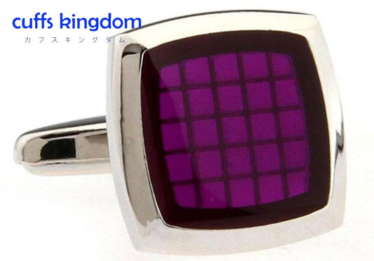 碁盤の目-クリスタル-カフスボタン-パープル-紫系-パープル-男女-カフリングス-営業マン-おしゃれ-かわいい-結婚式-カジュアル-シンプル-スーツ-人気-プレゼント-ギフト-入園式-入学式-成人式