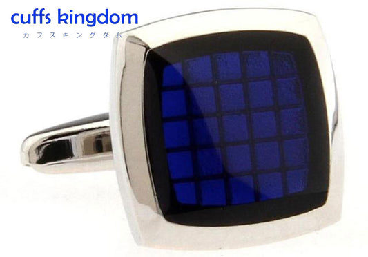 碁盤の目-クリスタル-カフスボタン-ブルー-青系-ブルー-男女-カフリングス-営業マン-おしゃれ-かわいい-結婚式-カジュアル-シンプル-スーツ-人気-プレゼント-ギフト-入園式-入学式-成人式