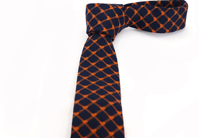ビジネス-ネクタイ-ネイビー-オレンジ-網模様-男女-祝-おしゃれ-ビジネス-結婚式-カジュアル-スーツ-人気-プレゼント-ギフト-入園式-入学式-成人式-暖か-暖色-温もり