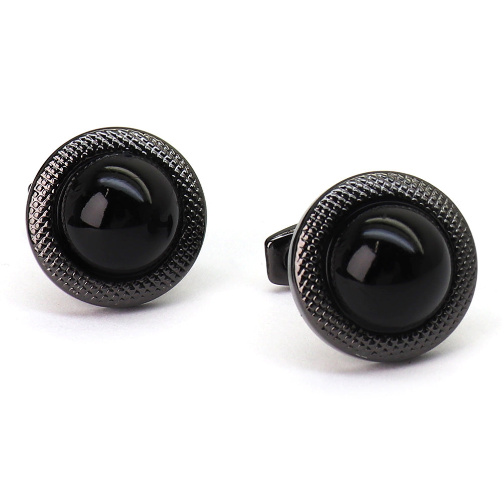 【 即日発送 】 ■ 丸型【 色 ：黒】カフスボタン ■ [ 1000円ぽっきり マラソン買い回り 対象 黒系 男女 営業マン おしゃれシンプル スーツ シャツ 人気 プレゼント 正装 ウエディング 入園式 入学式 ]