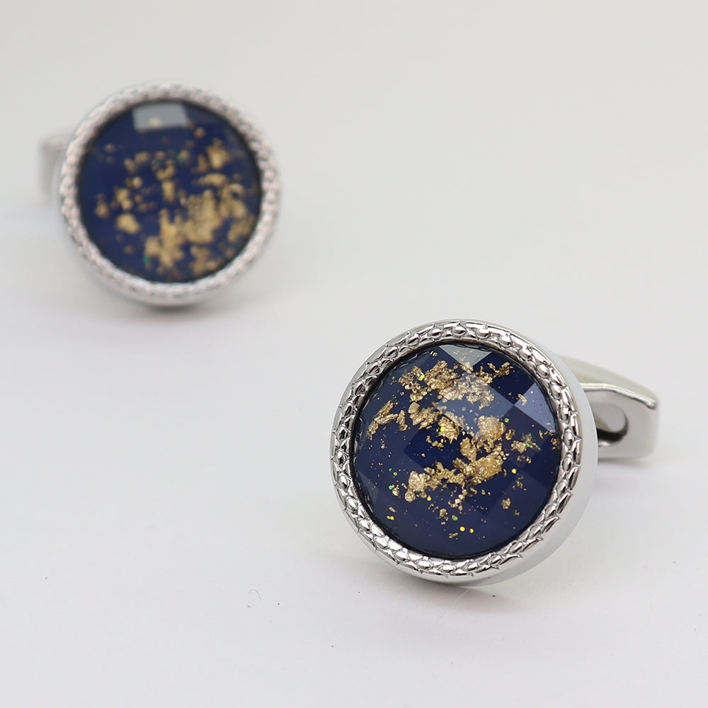 【 即日発送 】 ■ 丸型【 色 ：シルバー/青/ゴールド】カフスボタン ■ [ マラソン買い回り 対象 シルバー系 男女 営業マン おしゃれ シンプル スーツ シャツ 人気 プレゼント 正装 ウエディング 入園式 入学式 ]