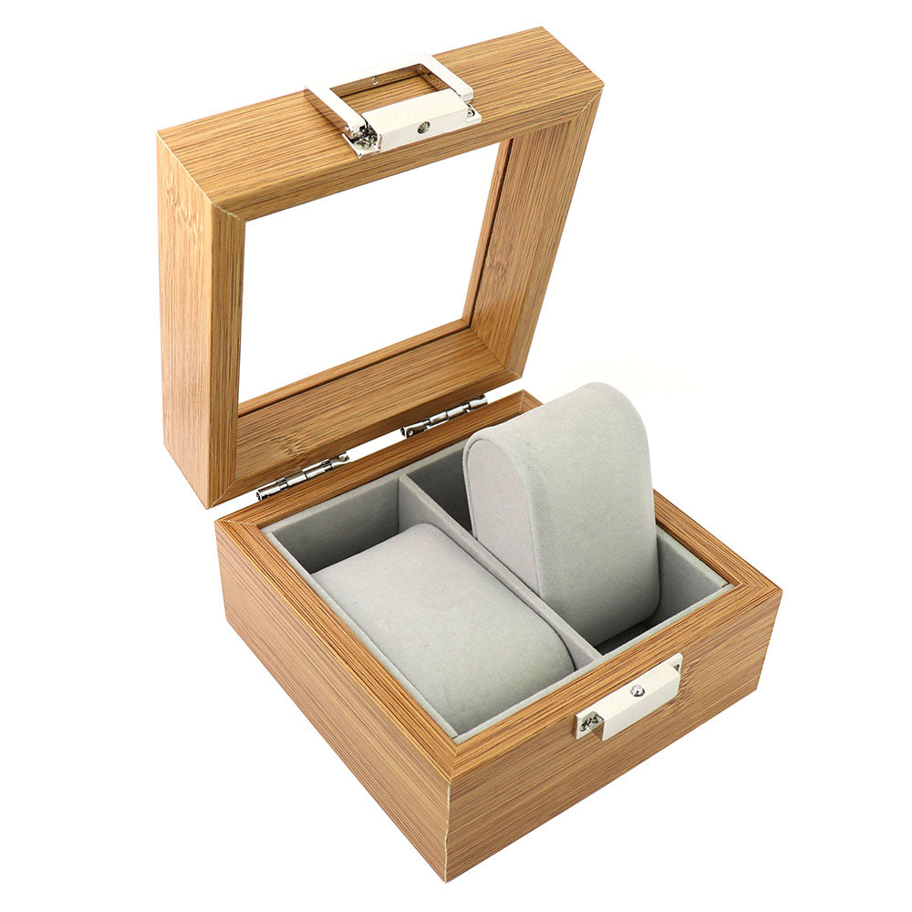 腕時計 2本 収納 木製 ボックス ガラス 天板◆ 裏地 柔らか 素材 ロック付き コレクション 高品質 高級時計 保管 ケース メンズ 父の日 誕プレ 収集 飾る インテリア 安心