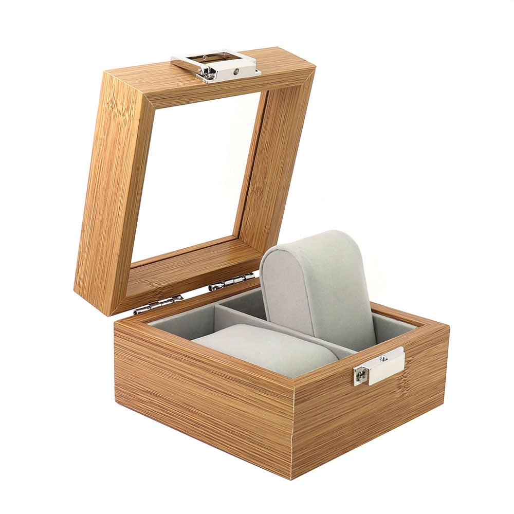 腕時計 2本 収納 木製 ボックス ガラス 天板◆ 裏地 柔らか 素材 ロック付き コレクション 高品質 高級時計 保管 ケース メンズ 父の日 誕プレ 収集 飾る インテリア 安心