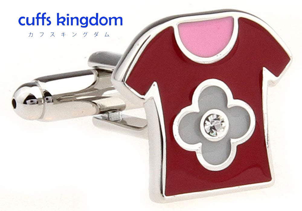 花柄-赤-ｔシャツ-カフスボタン-赤-系-レッド-男女-カフリングス-営業マン-おしゃれ-かわいい-結婚式-カジュアル-シンプル-ユニーク-スーツ-人気-プレゼント-ギフト-入園式-入学式-成人式