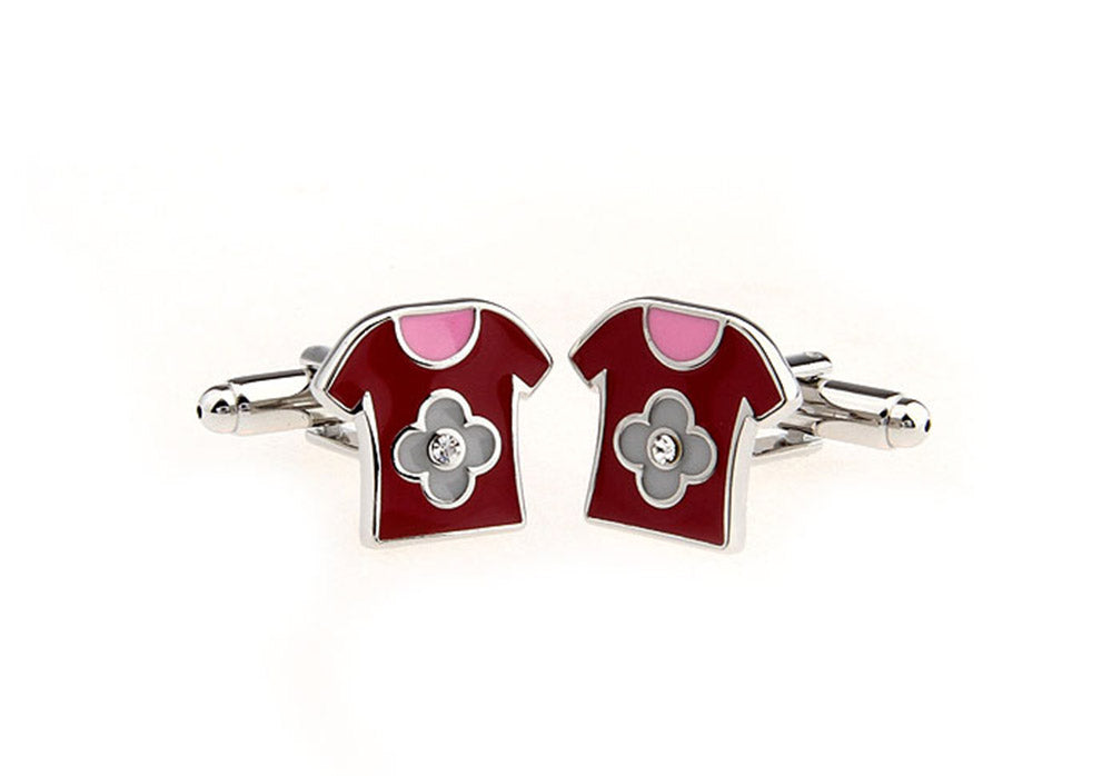 花柄-赤-ｔシャツ-カフスボタン-赤-系-レッド-男女-カフリングス-営業マン-おしゃれ-かわいい-結婚式-カジュアル-シンプル-ユニーク-スーツ-人気-プレゼント-ギフト-入園式-入学式-成人式