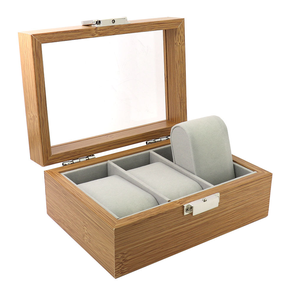 腕時計 3本 収納 木製 ボックス ガラス 天板◆ 裏地 柔らか 素材 ロック付き コレクション 高品質 高級時計 保管 ケース メンズ 父の日 誕プレ 収集 飾る インテリア 安心