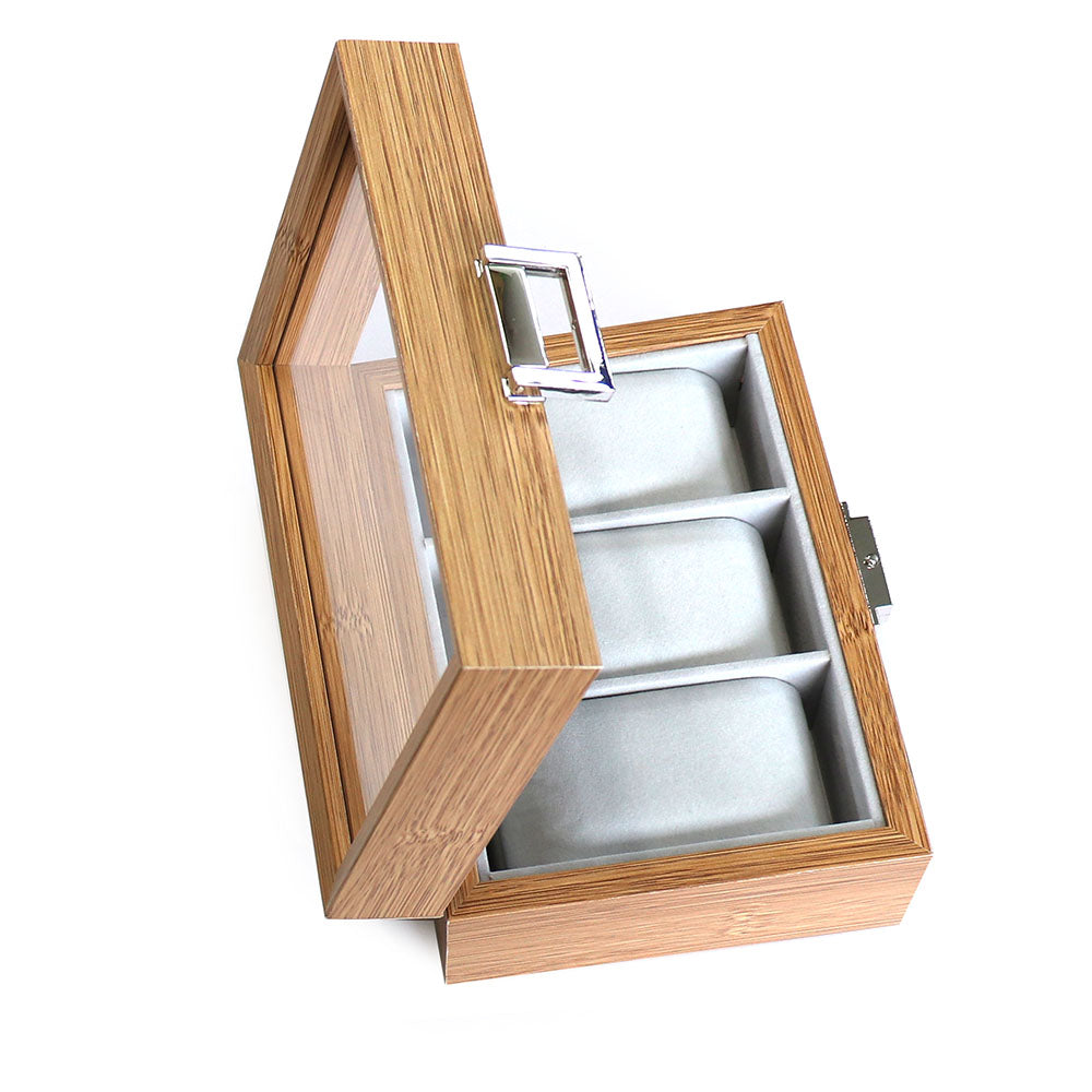 腕時計 3本 収納 木製 ボックス ガラス 天板◆ 裏地 柔らか 素材 ロック付き コレクション 高品質 高級時計 保管 ケース メンズ 父の日 誕プレ 収集 飾る インテリア 安心