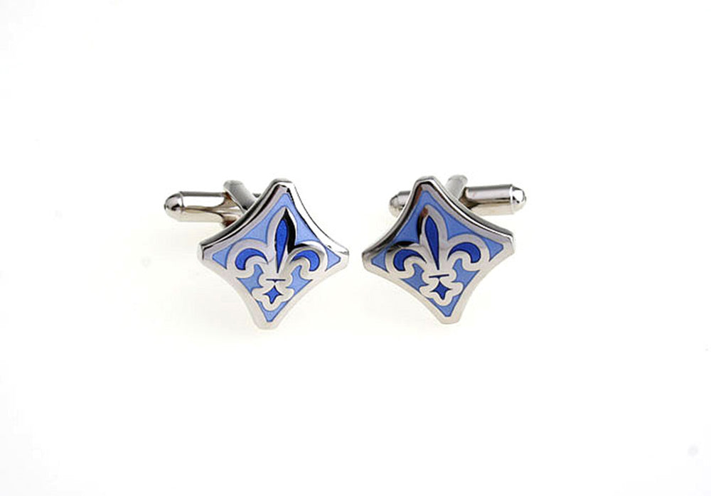 百合の紋章-ブルー-カフスボタン-青-系-ブルー-男女-カフリングス-営業マン-おしゃれ-かわいい-結婚式-カジュアル-シンプル-スーツ-人気-プレゼント-ギフト-入園式-入学式-成人式