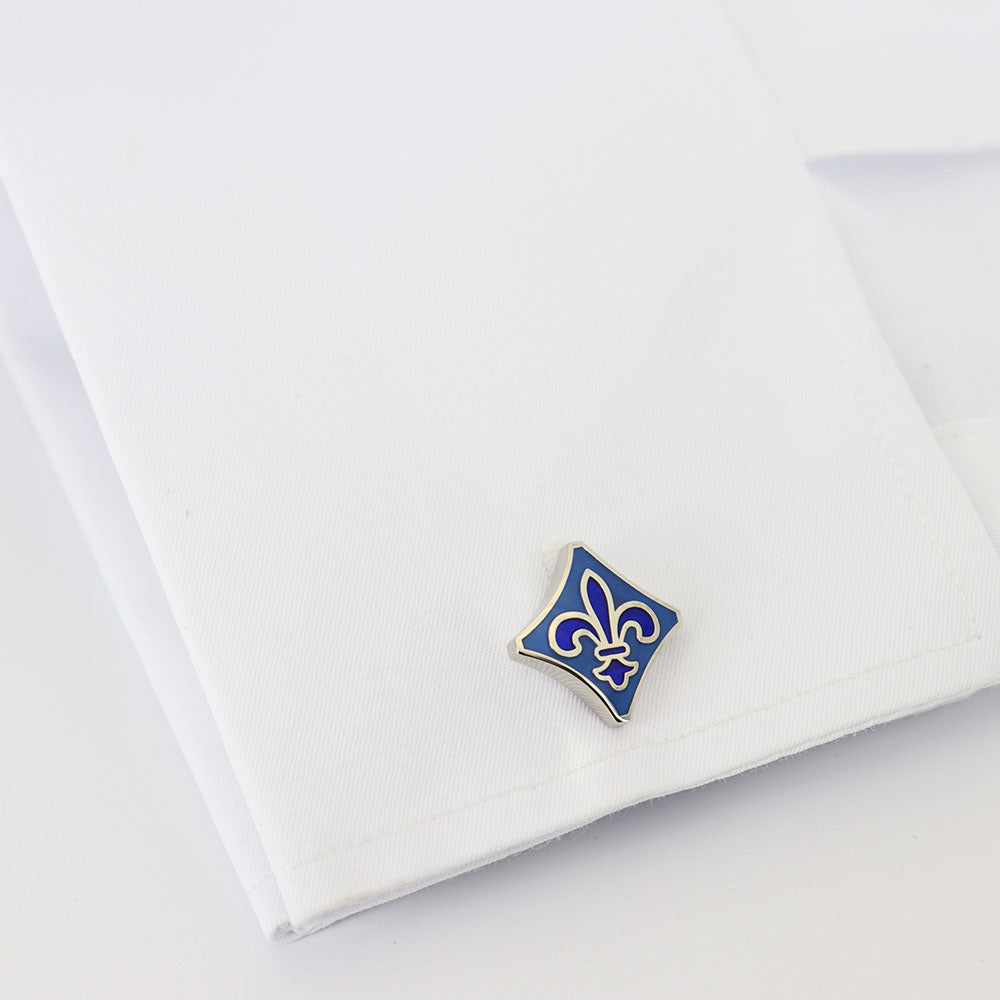 百合の紋章-ブルー-カフスボタン-青-系-ブルー-男女-カフリングス-営業マン-おしゃれ-かわいい-結婚式-カジュアル-シンプル-スーツ-人気-プレゼント-ギフト-入園式-入学式-成人式