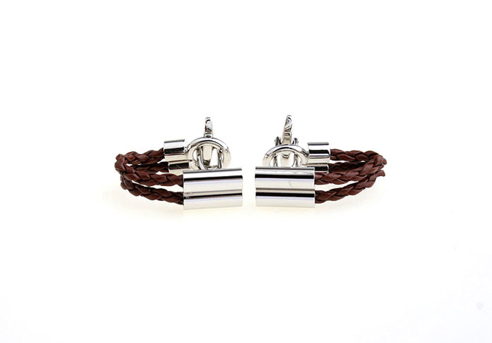 編み込み-フェイクレザー-茶色-カフスボタン-brown-癒し-男女-カフリングス-ユニーク-人気-おもしろ-個性-カフス専門店