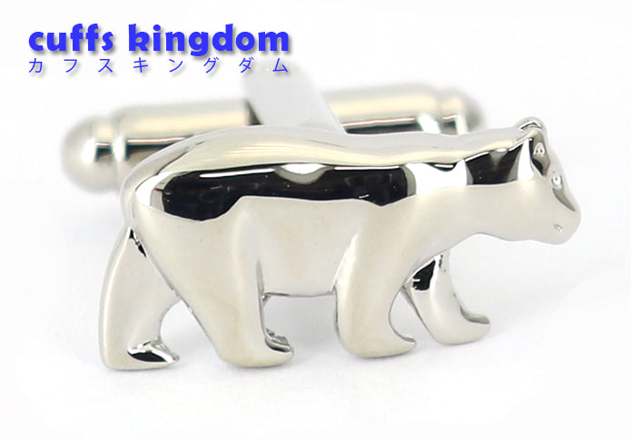 白くま-カフスボタン-猛獣注意-銀色-系-男女-カフリングス-営業マン-おしゃれ-かわいい-結婚式-カジュアル-シンプル-スーツ-人気-動物-プレゼント-ギフト-入園式-入学式-成人式