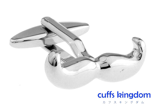紳士-オヒゲ-銀-カフスボタン-銀色-系-男女-カフリングス-営業マン-おしゃれ-かわいい-結婚式-カジュアル-シンプル-スーツ-ユニーク-人気-プレゼント-ギフト-入園式-入学式-成人式