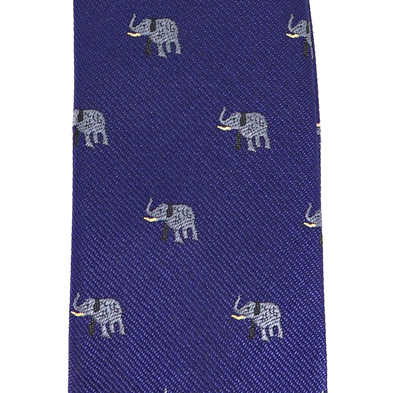 ネイビー生地-ゾウ-刺繍-可愛い-動物-ネクタイ-ポリエステル-全長-約-145ｃｍ-剣幅-約-6ｃｍ-おしゃれ-かわいい-結婚式-カジュアル-シンプル-スーツ-人気-プレゼント-ギフト-春-成人式