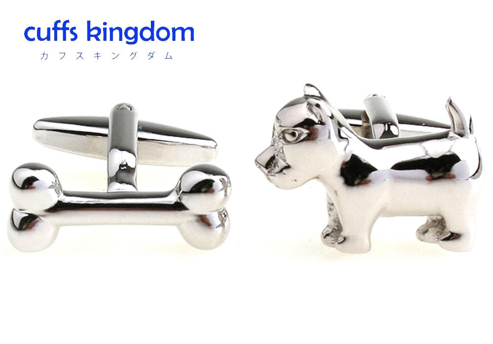 犬-骨-アンサンブル-カフスボタン-銀色-系-男女-カフリングス-営業マン-おしゃれ-かわいい-結婚式-カジュアル-シンプル-スーツ-人気-プレゼント-ギフト-入園式-入学式-成人式
