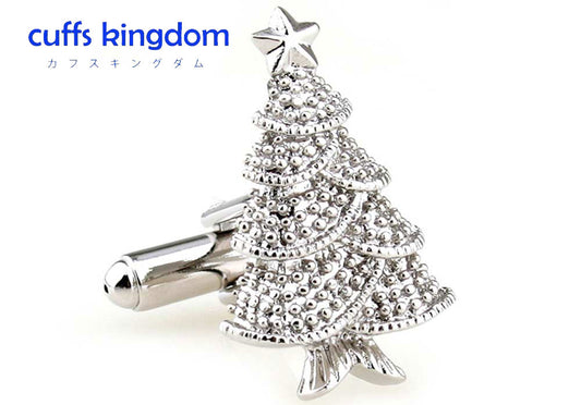 クリスマスツリー-カフスボタン-銀色-系-男女-カフリングス-営業マン-おしゃれ-かわいい-結婚式-カジュアル-シンプル-スーツ-人気-プレゼント-ギフト-入園式-入学式-成人式