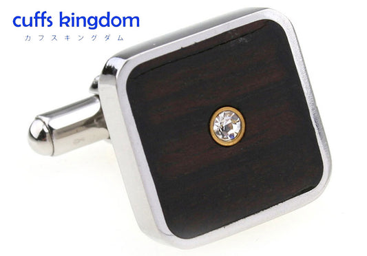 木目-ワンポイント-アクセント-カフスボタン-brown-落ち着く-男女-カフリングス-四角-大人-お洒落-カフス専門店