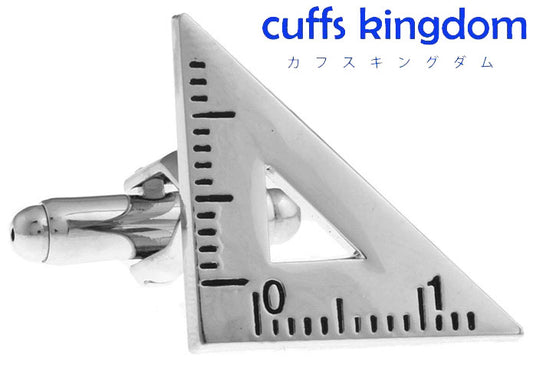 三角-定規-ユニーク-カフスボタン-銀色-系-男女-カフリングス-営業マン-おしゃれ-かわいい-結婚式-カジュアル-シンプル-スーツ-人気-先生-プレゼント-ギフト-入園式-入学式-成人式